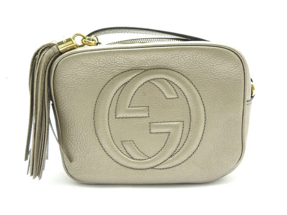 Gucci Shoulder Bag Disco Gold Embossed Leather